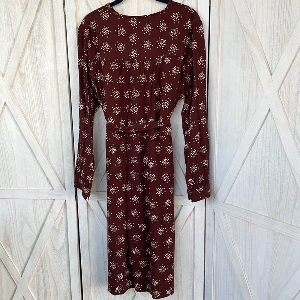 Boden burgundy cream crepe dress 14L - Picture 3 of 9
